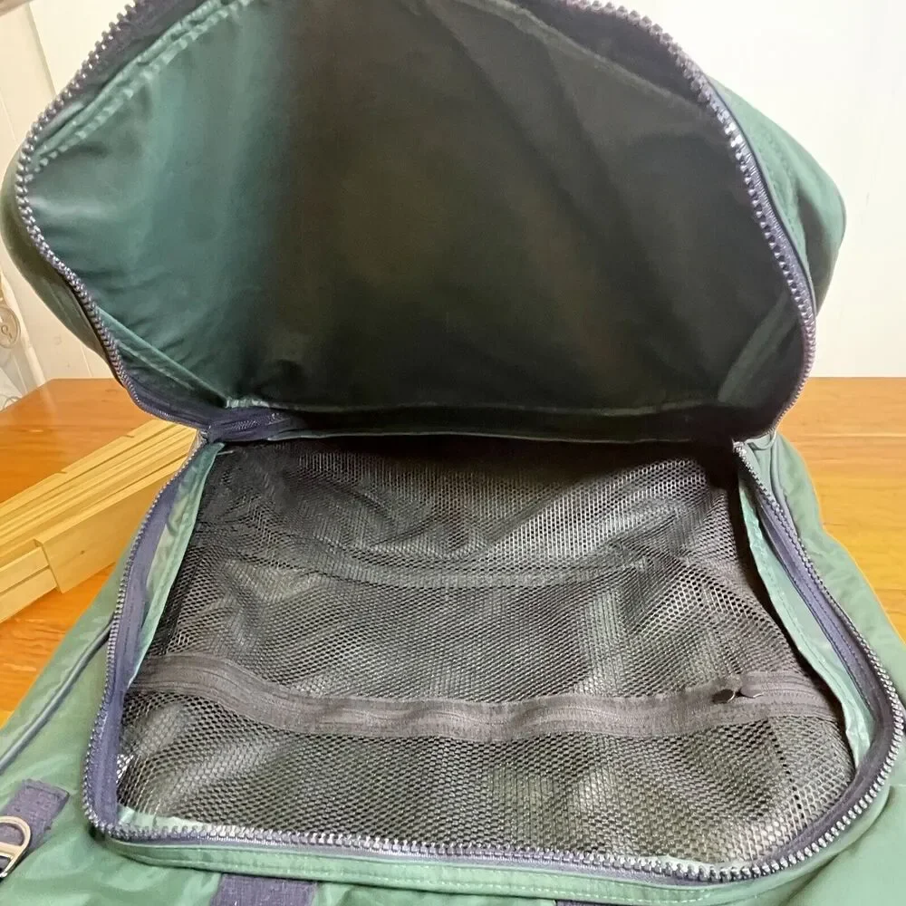 Lands End Lighthouse Vintage Greeen‎ & Blue Nylon Garment Bag Travel USA-Made